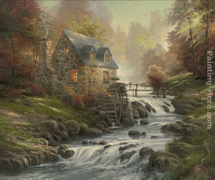 Cobblestone Mill painting - Thomas Kinkade Cobblestone Mill art painting